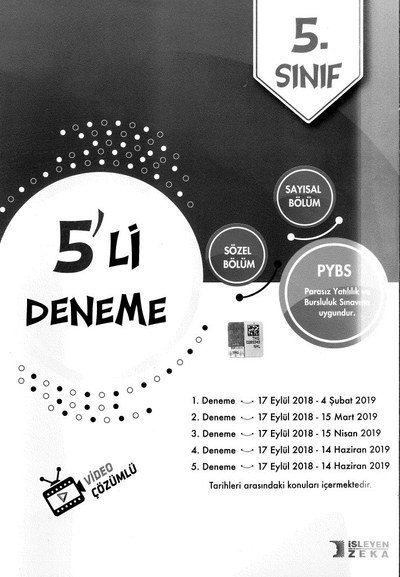 5'Lİ DENEME VİDEO ÇÖZÜMLÜ Limon Fotokopi