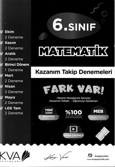 MATEMATİK KAZANIM TAKİP DENEMELERİ Limon Fotokopi