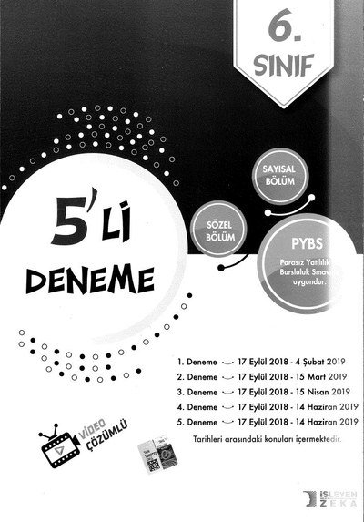 5'Lİ DENEME PYBS Limon Fotokopi