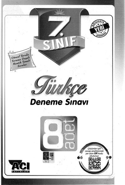 TÜRKÇE DENEME SINAVI 8 ADET Limon Fotokopi