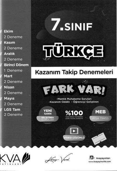 TÜRKÇE KAZANIM TAKİP DENEMELERİ FARK VAR