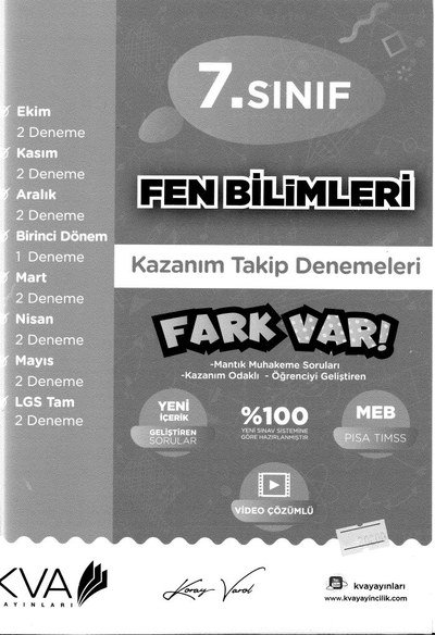 FEN BİLİMLERİ KAZANIM TAKİP DENEMELERİ FARK VAR Limon Fotokopi