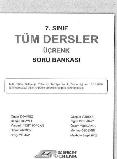 TÜM DERSLER ÜÇRENK SORU BANKASI