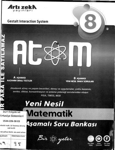 ATOM YENİ NESİL AŞAMALI SORU BANKASI Limon Fotokopi