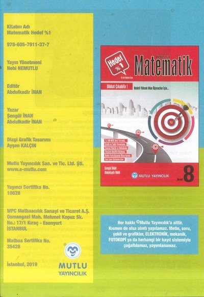 MATEMATİK HEDEF %1 Limon Fotokopi