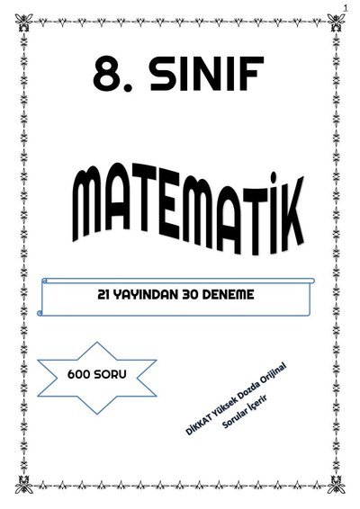 MATEMATİK 21 YAYINDAN 30 DENEME 600 SORU Limon Fotokopi