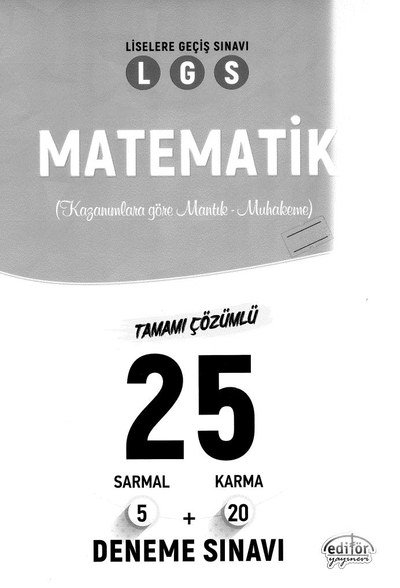 MATEMATİK LGS TAMAMI ÇÖZÜMLÜ 25 DENEME SINAVI Limon Fotokopi