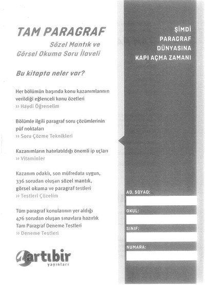 TAM PARAGRAF SÖZEL MANTIK VE GÖRSEL OKUMA SORU İLAVELİ Limon Fotokopi