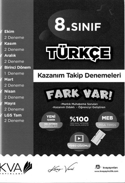 TÜRKÇE KAZANIM TAKİP DENEMELERİ FARK VAR Limon Fotokopi