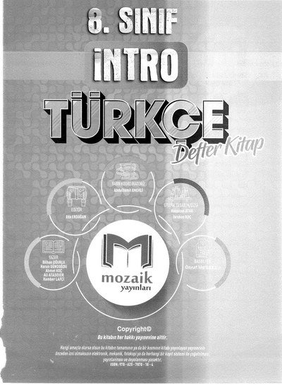 İNTRO TÜRKÇE DEFTER KİTAP Limon Fotokopi