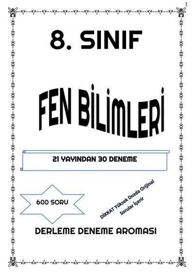 FEN BİLİMLERİ DERLEME 21 YAYINDAN 30 DENEME Limon Fotokopi