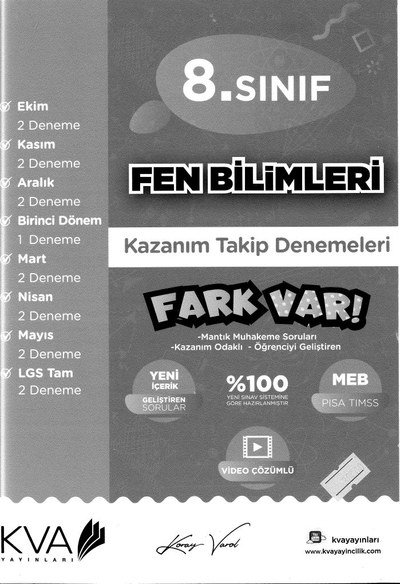 FEN BİLİMLERİ KAZANIM TAKİP DENEMELERİ FARK VAR Limon Fotokopi