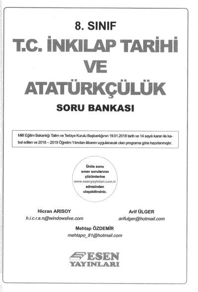 T.C. İNKILAP TARİHİ VE ATATÜRKÇÜLÜK SORU BANKASI Limon Fotokopi