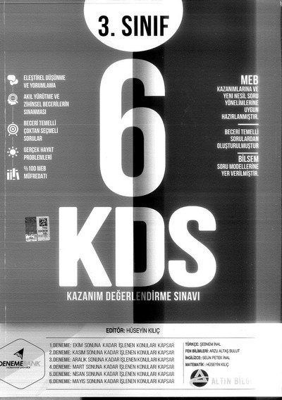 6 KAZANIM DEĞERLENDİRME SINAVI Limon Fotokopi