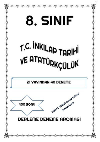 T.C. İNKILAP TARİHİ VE ATATÜRKÇÜLÜK 21 YAYINDAN 40 DENEME Limon Fotokopi