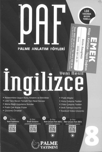 PALME ANLATIM FÖYLERİ İNGİLİZCE YENİ NESİL Limon Fotokopi