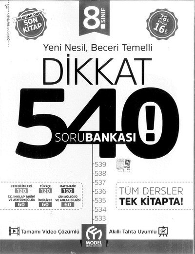 YENİ NESİL BECERİ TEMELLİ DİKKAT 540 SORU BANKASI Limon Fotokopi