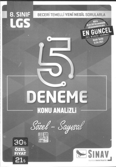 LGS 5 DENEME KONU ANALİZİ SÖZEL SAYISAL Limon Fotokopi