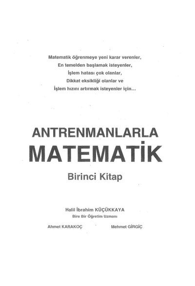 ANTRENMANLARLA MATEMATİK BİRİNCİ KİTAP Limon Fotokopi