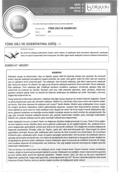 TÜRK DİLİ VE EDEBİYATINA GİRİŞ Limon Fotokopi