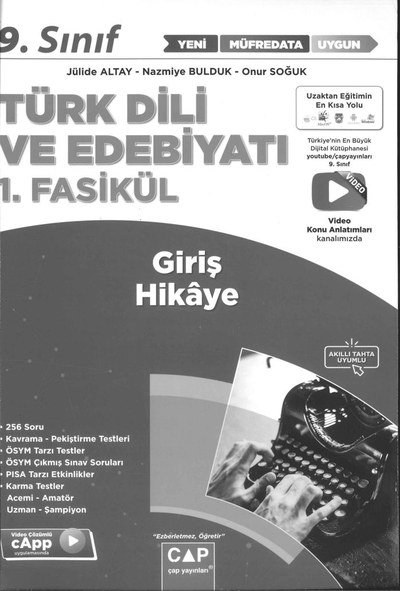 TÜRK DİLİ VE EDEBİYATI 1. FASİKÜL GİRİŞ HİKAYE