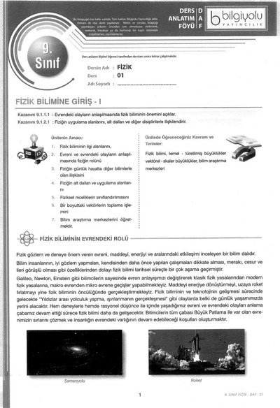 DERS ANLATIM FÖYÜ FİZİK Limon Fotokopi