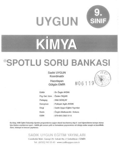 KİMYA SPOTLU SORU BANKASI Limon Fotokopi