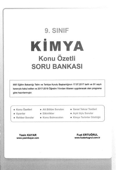 KİMYA KONU ÖZETLİ SORU BANKASI Limon Fotokopi