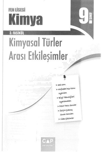 FEN LİSESİ KİMYA 3. FASİKÜL KİMYASAL TÜRLER ARASI ETKİLEŞİMLER