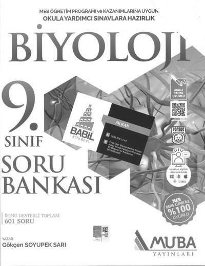 BİYOLOJİ SORU BANKASI 601 SORU