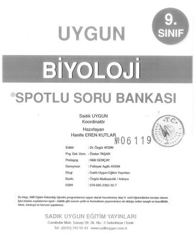 BİYOLOJİ SPOTLU SORU BANKASI