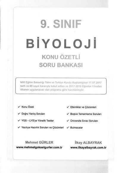 BİYOLOJİ KONU ÖZETLİ SORU BANKASI Limon Fotokopi