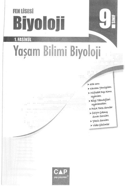 BİYOLOJİ 1. FASİKÜL YAŞAM BİLİMİ BİYOLOJİ Limon Fotokopi