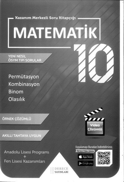 MATEMATİK PERMÜTASYON KOMBİNASYON BİNOM OLASILIK Limon Fotokopi