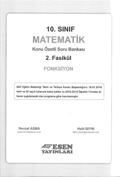 MATEMATİK KONU ÖZETLİ SORU BANKASI 2. FASİKÜL FONKSİYON Limon Fotokopi