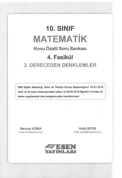 MATEMATİK KONU ÖZETLİ SORU BANKASI 4. FASİKÜL 2. DERECEDEN DENKLEMLER Limon Fotokopi