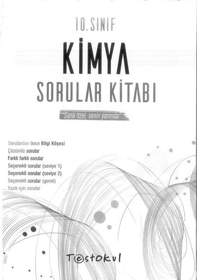 KİMYA SORULAR KİTABI SANA ÖZEL SENİN YANINDA Limon Fotokopi