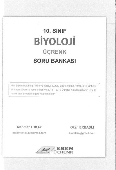BİYOLOJİ ÜÇRENK SORU BANKASI Limon Fotokopi