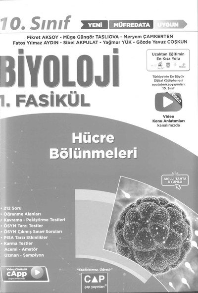 BİYOLOJİ 1. FASİKÜL HÜCRE BÖLÜNMELERİ Limon Fotokopi