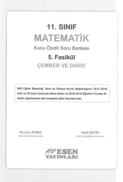MATEMATİK KONU ÖZETLİ SORU BANKASI 5. FASİKÜL ÇEMBER VE DAİRE Limon Fotokopi