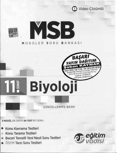 MODÜLER SORU BANKASI BİYOLOJİ GÜNCELLENMİŞ BASKI Limon Fotokopi