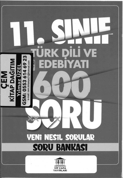 TÜRK DİLİ VE EDEBİYATI 600 SORU YENİ NESİL SORU BANKASI Limon Fotokopi