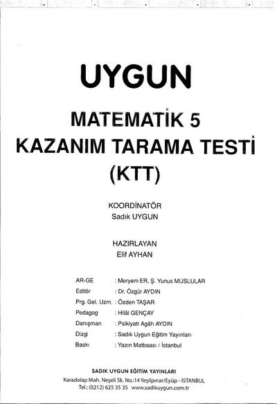 MATEMATİK KAZANIM TARAMA TESTİ