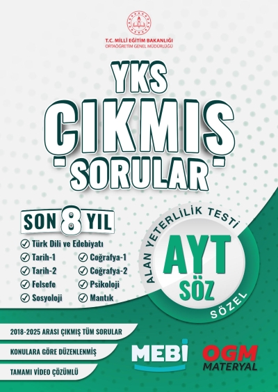 YKS Çıkmış Sorular AYT Sözel Son 8 Yıl (2018-205) MEB OGM