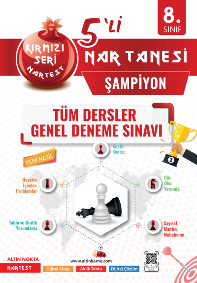8. Sınıf Kırmızı Tüm Dersler 5 Li Deneme Sınavı Şampiyon Nartest Yayınları Limon Fotokopi