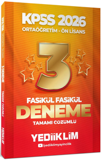 2026 Kpss Ortaöğretim-Önlisans Genel Yetenek Genel Kültür Tamamı Çözümlü 3 Yıldız Fasikül Deneme Yediiklim Yayınları Limon Fotokopi