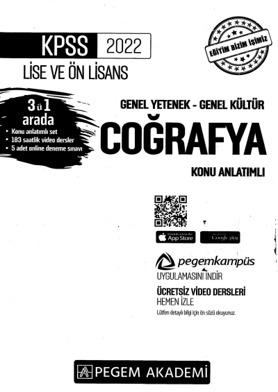 2022 KPSS LİSE VE ÖNLİSANS COĞRAFYA KONU ANLATIMI Limon Fotokopi