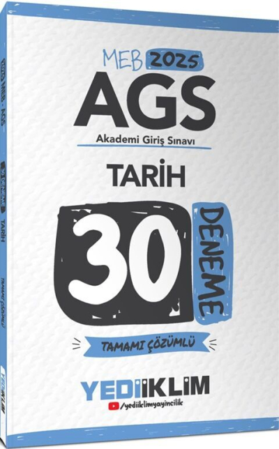 2025 MEB AGS Tarih Tamamı Çözümlü 30 Deneme Yediiklim Yayınları Limon Fotokopi