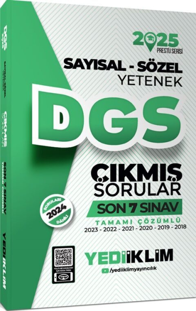 2025 DGS Sayısal Sözel Yetenek Tamamı Çözümlü Son 7 Sınav Çıkmış Sorular Yediiklim Yayınları Limon Fotokopi