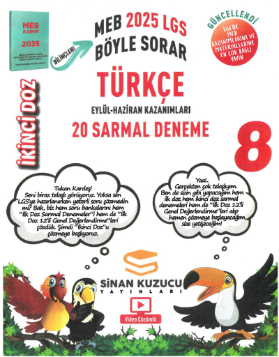 Sinan Kuzucu Yayınları 8. Sınıf İkinci Doz Türkçe 20 Sarmal Deneme Limon Fotokopi